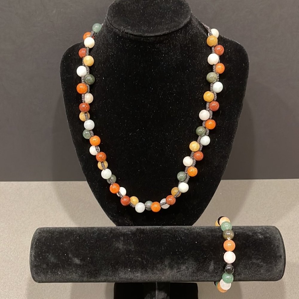 Multicolored Beaded Necklace & Matching Bracelet